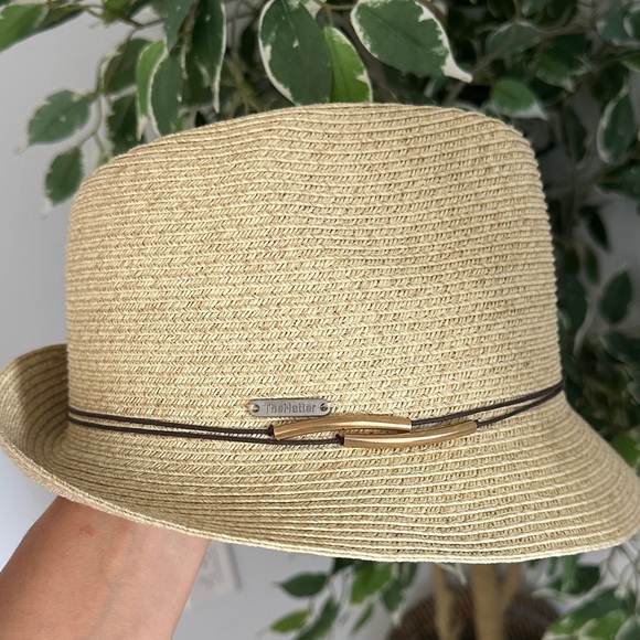 Natural Straw Fedora with Band - Picture 2 of 5
